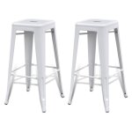 Vidaxl tabourets de bar lot de 2 blanc acier