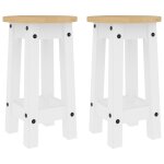 Vidaxl tabourets de bar lot de 2 blanc bois massif de pin