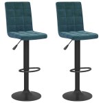 Vidaxl tabourets de bar lot de 2 bleu velours