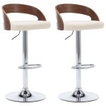 Vidaxl tabourets de bar lot de 2 cr�me similicuir et bois courb�