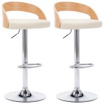 Vidaxl tabourets de bar lot de 2 cr�me similicuir et bois courb�