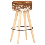 Vidaxl tabourets de bar lot de 2 cuir véritable et bois de manguier Vidaxl tabourets de bar lot de 2 cuir véritable et bois de manguier