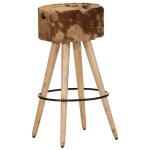 Vidaxl tabourets de bar lot de 2 cuir v�ritable et bois de manguier