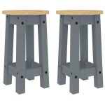 Vidaxl tabourets de bar lot de 2 gris bois massif de pin