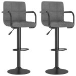 Vidaxl tabourets de bar lot de 2 gris clair tissu