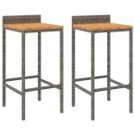 Vidaxl tabourets de bar lot de 2 gris r�sine tress�e et bois d'acacia