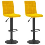 Vidaxl tabourets de bar lot de 2 jaune moutarde velours Vidaxl tabourets de bar lot de 2 jaune moutarde velours