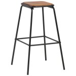 Vidaxl tabourets de bar lot de 2 noir pinède solide et acier Vidaxl tabourets de bar lot de 2 noir pinède solide et acier