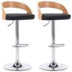 Vidaxl tabourets de bar lot de 2 noir similicuir et bois courb�