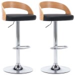 Vidaxl tabourets de bar lot de 2 noir similicuir et bois courbé Vidaxl tabourets de bar lot de 2 noir similicuir et bois courbé