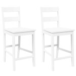 Vidaxl tabourets de bar 2 pcs blanc bois massif d'hévéa Vidaxl tabourets de bar 2 pcs blanc bois massif d'hévéa