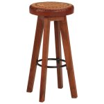 Vidaxl tabourets de bar 2 pcs cuir véritable et bois d'acacia solide Vidaxl tabourets de bar 2 pcs cuir véritable et bois d'acacia solide
