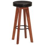 Vidaxl tabourets de bar 2 pcs cuir vritable et bois d'acacia solide