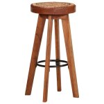 Vidaxl tabourets de bar 2 pcs cuir v�ritable et bois d'acacia solide