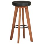Vidaxl tabourets de bar 2 pcs cuir v�ritable et bois d'acacia solide