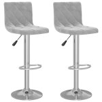 Vidaxl tabourets de bar lot de 2 gris clair velours