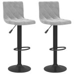 Vidaxl tabourets de bar lot de 2 gris clair velours