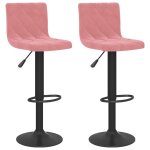 Vidaxl tabourets de bar lot de 2 rose velours