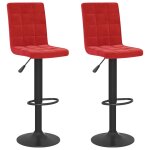 Vidaxl tabourets de bar lot de 2 rouge bordeaux velours