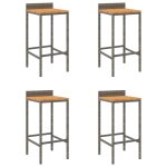 Vidaxl tabourets de bar lot de 4 gris rsine tresse et bois d'acacia