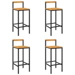 Vidaxl tabourets de bar lot de 4 noir rsine tresse et bois d'acacia