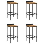 Vidaxl tabourets de bar lot de 4 noir résine tressée et bois d'acacia Vidaxl tabourets de bar lot de 4 noir résine tressée et bois d'acacia