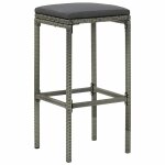 Vidaxl tabourets de bar avec coussins lot de 2 gris r�sine tress�e