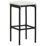 Vidaxl tabourets de bar avec coussins lot de 2 noir rsine tresse