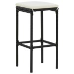 Vidaxl tabourets de bar avec coussins lot de 2 noir r�sine tress�e
