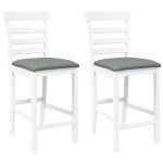 Vidaxl tabourets de bar avec coussins 2 pcs blanc bois massif d'hévéa Vidaxl tabourets de bar avec coussins 2 pcs blanc bois massif d'hévéa