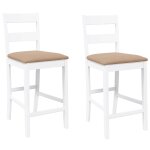 Vidaxl tabourets de bar avec coussins 2 pcs blanc bois massif d'hévéa Vidaxl tabourets de bar avec coussins 2 pcs blanc bois massif d'hévéa