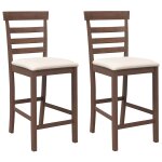 Vidaxl tabourets de bar avec coussins 2 pcs marron bois massif d'hévéa Vidaxl tabourets de bar avec coussins 2 pcs marron bois massif d'hévéa