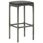 Vidaxl tabourets de bar avec coussins lot de 3 gris r�sine tress�e
