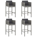 Vidaxl tabourets de bar avec coussins lot de 4 gris r�sine tress�e