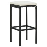 Vidaxl tabourets de bar avec coussins lot de 4 noir rsine tresse