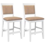 Vidaxl tabourets de bar avec coussins (lot de 2) en bois massif blanc et caoutchouc