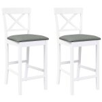 Vidaxl tabourets de bar avec coussins (lot de 2) en bois massif blanc et caoutchouc