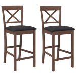 Vidaxl tabourets de bar avec coussins (lot de 2) en bois massif marron et caoutchouc