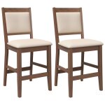 Vidaxl tabourets de bar avec coussins (lot de 2) en bois massif marron et caoutchouc