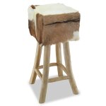 Vidaxl tabouret de bar cuir de ch�vre et bois de teck solide