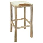 Vidaxl tabouret de bar cuir de ch�vre et bois de teck solide