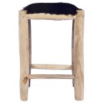 Vidaxl tabouret de bar cuir de ch�vre v�ritable et bois de teck massif
