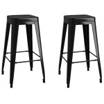 Vidaxl tabourets de bar empilables lot de 2 noir mtal