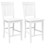 Vidaxl tabourets de bar (lot de 2) en bois massif blanc et caoutchouc