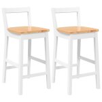 Vidaxl tabourets de bar (lot de 2) en bois massif blanc et caoutchouc
