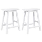 Vidaxl tabourets de bar (lot de 2) en bois massif blanc et caoutchouc