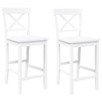 Vidaxl tabourets de bar (lot de 2) en bois massif blanc et caoutchouc