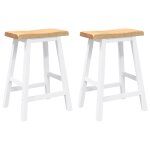 Vidaxl tabourets de bar (lot de 2) en bois massif blanc et caoutchouc