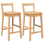 Vidaxl tabourets de bar (lot de 2) en bois massif naturel et caoutchouc