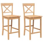 Vidaxl tabourets de bar (lot de 2) en bois massif naturel et caoutchouc